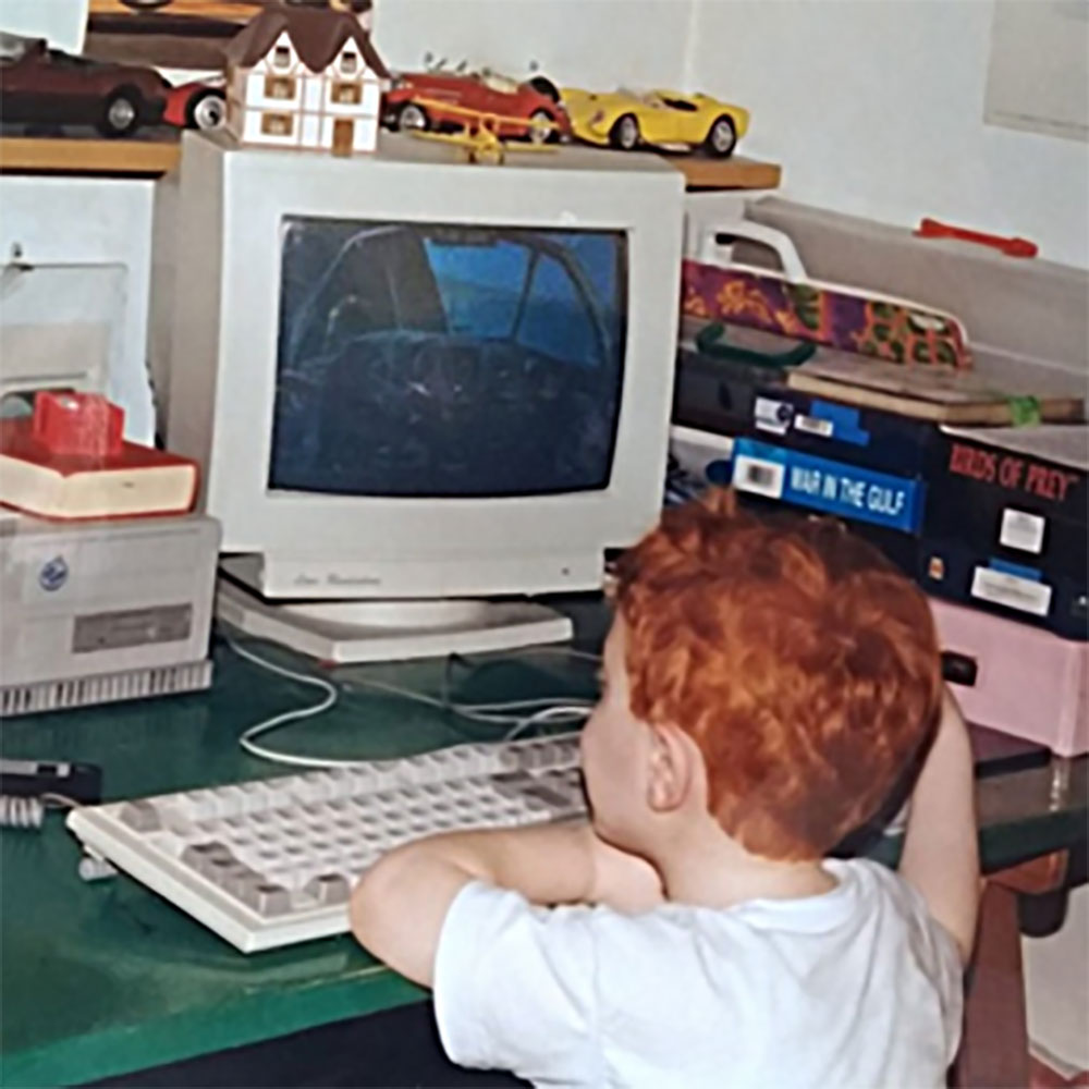 Alessandro as a child, playing simulation games
