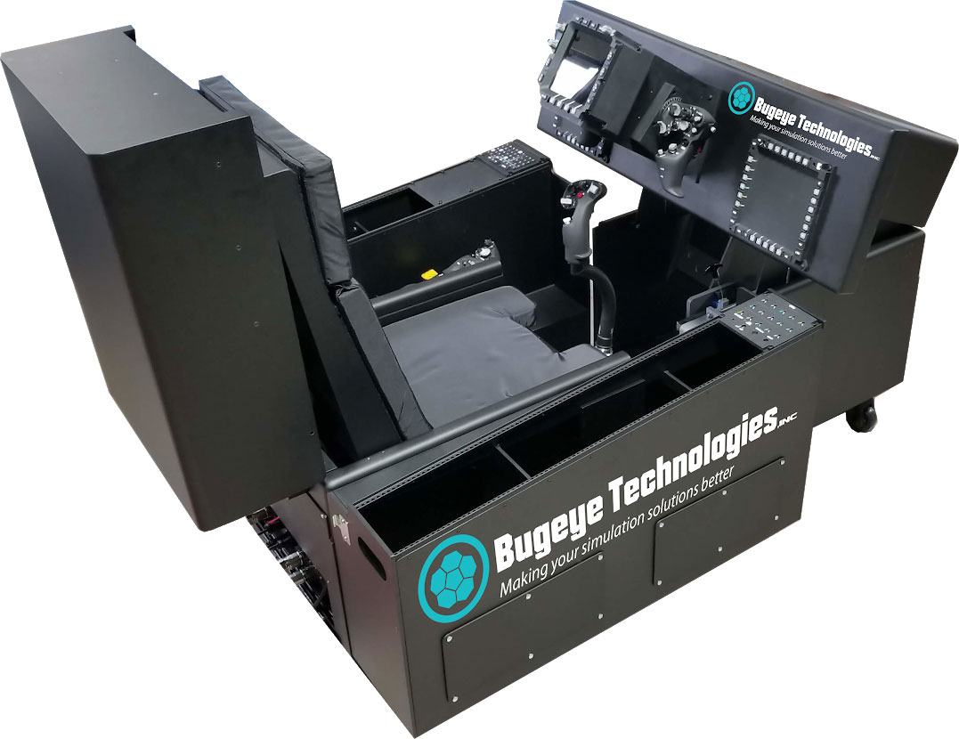 Bugeye provides high-quality simulated flight hardware for BISim's Apache simulator at ITSEC.