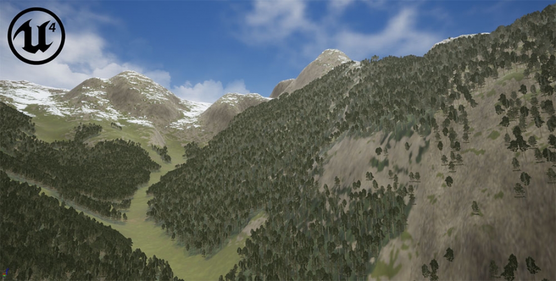 VBS4 Alps terrain correlated with Unreal