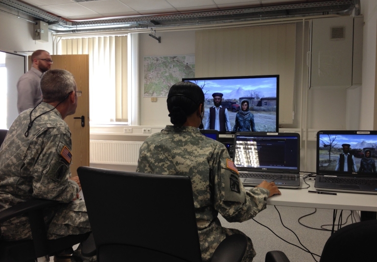 Soldiers use tactical questioning system with VBS. Credit: US Army